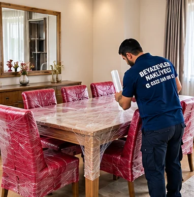 Yemek masası ve sandalye ambalajlama